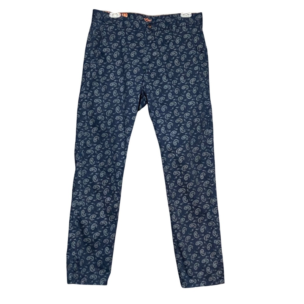 Dockers Alpha Slouch Mens 30x28 Navy Blue Paisley Print Cotton Khaki Chino Pants
